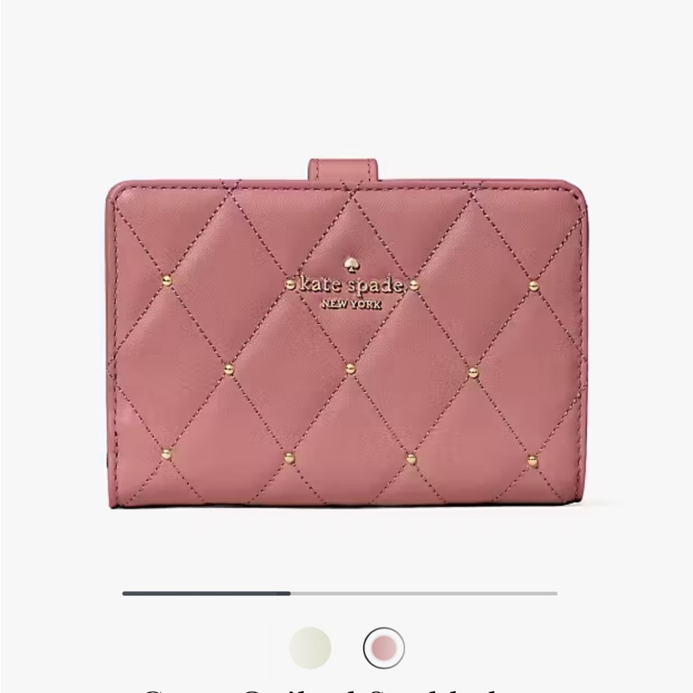 Kate Spade Carey Quilted Studded Medium Bifold Wallet in Pomegranate - Picture 6 of 7